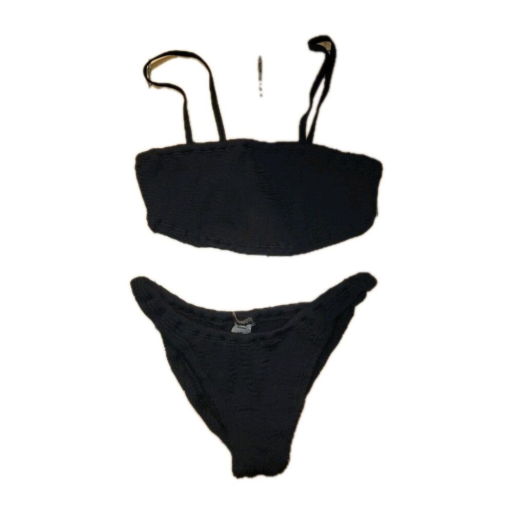 Kutswim Black Crochet Look Bikini, Large, Black